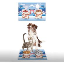Vagonik Water Food Maneki Neko Desenli Dijital Baskılı 35x50 cm Kedi Köpek İç ve Dış Kapı Mama Paspası