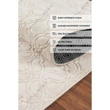 Valery Home Yıkanabilir Kaymaz Tabanlı Krem 150x300 cm Violin Embos Kesme Rulo Halı Yolluk