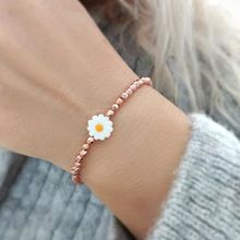 VAOOV 925 Ayar Gümüş Hematit Taşlı Rose Papatya Bileklik
