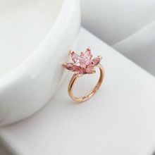 VAOOV 925 Ayar Gümüş Pembe Lotus Yüzük