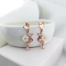 VAOOV 925 Ayar Gümüş Pembe Taşlı Kelebek Küpe