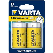 Varta 2020101412 Superlife D X 2 Sarı-Gri Çinko Karbon Pil