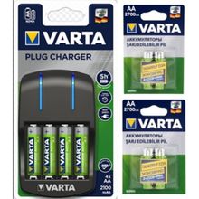 Varta 57647 Plug Şarj Cihazı ve 4'lü 2700 MAH AA Kalem Şarjlı Pil
