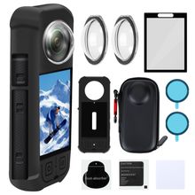 Vasgather Kamera koruyucu aksesuarları kiti Insta 360 X3 dahil silikon koruyucu kapak/ekran koruyucular/kamera kılıfı (toka ile)/ön arkasında Lens Guard