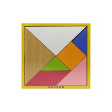 Vavsan Ahşap Renkli Tangram 12x12 cm Eğitici Montessori Oyuncak