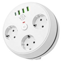 Vea VE-26583 3'lü 1.5 mt Kablolu 3 USB / Type-C Girişli Akım Korumalı Grup Priz
