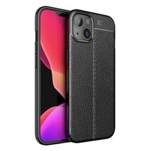 Vendas iPhone 14 Deri Desenli Niss Dikiş Tasarımlı Darbe Dirençli Silikon Seramik Nano Cep Telefonu Kılıfı