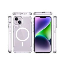 Vendas iPhone 15 Plus Uyumlu Door Serisi Magsafe Destekli Darbe Direçli Elektroplated Şeffaf T-Max Kılıf