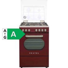 Vestel SF 8400 Retro A Sınıfı 65 lt Solo Ocaklı Fırın Bordo