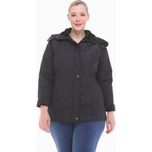 Vetre 1014 Siyah Ekose 75 cm Büyük Beden Kadın Mont