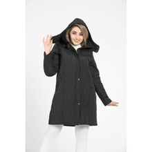 Vetre 1016 Siyah Kapitone 95 cm Büyük Beden Kadın Mont