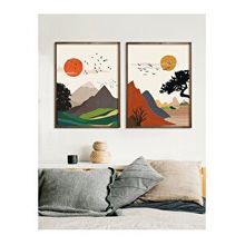 Vetro Design Renkli Manzara 30x40 cm Ceviz Çerçeveli Tablo