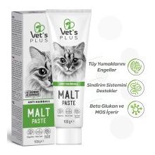 Vet's Plus Anti-Hairball 100 gr Tüy Yumağı Önleyici Malt Kedi Macunu