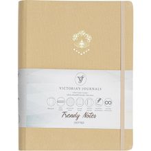 Victoria's Journals 16 x 22.5 cm Bej Canvas Gizli Spiralli Yaldızlı Sert Kapak Noktalı Defter