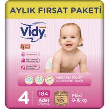 Vidy Baby Premium No:4 Maxi 184 Adet Bebek Bezi