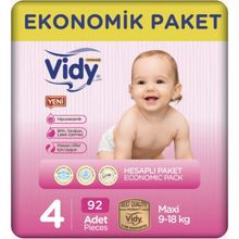 Vidy Baby Premium No:4 Maxi 92 Adet Bebek Bezi