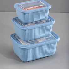 Vienev 1750-1050-600 ml Mavi 1X 3'lü VIP Dikdörtgen Mikrodalga ve Difrize Uygun Saklama Kabı Seti