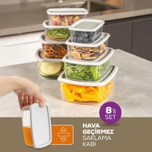 Vienev 250-500-750-1200 ml Antrasit 2X 8'li Hava Geçirmez Saklama Kabı Seti