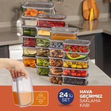 Vienev 250-500-750-1200 ml Antrasit 6X 24'lü Hava Geçirmez Saklama Kabı Seti
