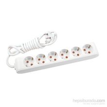 Viko 90113603 Multi-Led Beyaz Topraklı Kablolu Çocuk Korumalı 3 mt Altılı Grup Priz