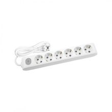 Viko 90117602 Multi-Led Beyaz Anahtarlı Topraklı Kablolu Çocuk Korumalı 2 mt Altılı Grup Priz