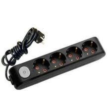 Viko 90137402 Multi-Led Siyah Anahtarlı Topraklı Kablolu Çocuk Korumalı 2 mt Dörtlü Grup Priz
