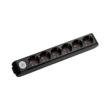 Viko 90137600 Multi-Led Anahtarlı Topraklı Klemensli Çocuk Korumalı Siyah Altılı Grup Priz