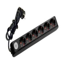 Viko 90137605 Multi-Led Siyah Anahtarlı Topraklı Kablolu Çocuk Korumalı 5 mt Altılı Grup Priz