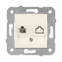 Viko 90967235 Meridian Karre Rj45 Cat5E Rj11 Çerçeve Hariç Düğme Kapak Mekanizmalı Krem Data-Nümeris Telefon Prizi