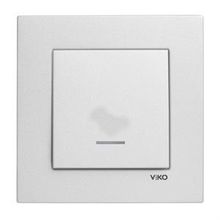 Viko Artline Novella Çerçeveli Metalik Beyaz Işıklı Anahtar