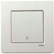 Viko Artline Novella Çerçeveli Metalik Beyaz Light Yaylı Anahtar