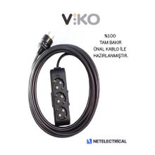 Viko Multi-let 3'lü Topraklı 1 Metre Kablolu Çocuk Korumalı Priz