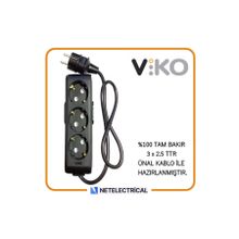 Viko Multi-let 3'lü Topraklı 2 Metre Kablolu Çocuk Korumalı Priz
