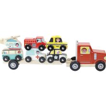 Vilac Truck and Trailer with Vehicules Stacking Game Taşıtları Kamyona Dizme Oyunu