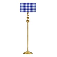 Vinner VNRVGAGKLMB017 Vega Gold Üçlü Küre Tek Ayaklı Metal Mavi Beyaz Ekose Desenli Lambader