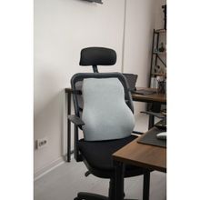 Visko Bel ve Sırt Minderi Araç Ofis Koltuk Sırt Destekleyici Minder Yastık Ortopedik 37x45 cm Açık Gri Oto Bel Yastığı