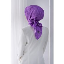 Vissona 51495-0022 Lila Dama Desen Tivil İpek Eşarp