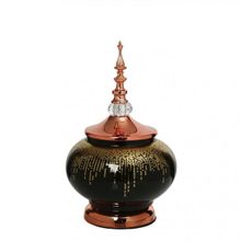 Vitale 30 cm AK.JE0021 Amber Bronz Kapaklı Vazo