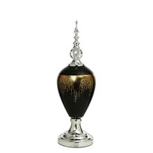 Vitale 54 cm AK.JE0010 Amber Silver Kapaklı Vazo