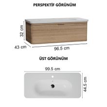 VitrA 56141 Nest Trendy Tek Çekmeceli 100 cm Hareli Doğal Ahşap Lavabo Dolabı