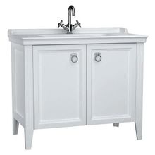 VitrA Valarte 62156 Mat Beyaz 100 cm Kapaklı Etajerli Lavabolu Tek Armatür Delikli Lavabo Dolabı