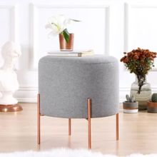 Vivense Collection Copper Yuvarlak Açık Grİ Puf