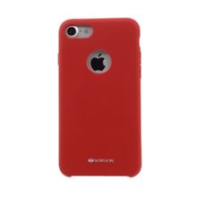 Vorson VC 005 iPhone 7 Rubber Metal Plakalı Kırmızı Silikon Kılıf