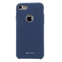 Vorson VC 005 iPhone 7 Rubber Metal Plakalı Koyu Mavi Silikon Kılıf