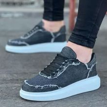 Wagoon WG018 Gri Kot Kumaş Erkek Casual Günlük Ayakkabı