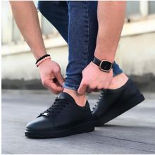 Wagoon WG028 Kömür Bağcıklı Kalın Taban Casual Erkek Ayakkabı