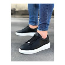Wagoon WG028 Siyah Bağcıklı Kalın Taban Casual Erkek Ayakkabı