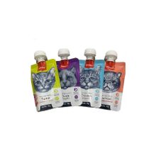 Wanpy 4x90 gr Taze Ton Balıklı Somonlu Tavuklu Ördekli Vitaminli Ezme Kedi Ödülü