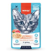 Wanpy Stew Sos İçinde Somon ve Ton Balıklı 70 gr Yavru Kedi Konservesi