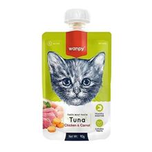 Wanpy Taze Ton Balıklı Tavuklu Havuçlu Et Ezme 90 gr Sıvı Kedi Maması Ödül